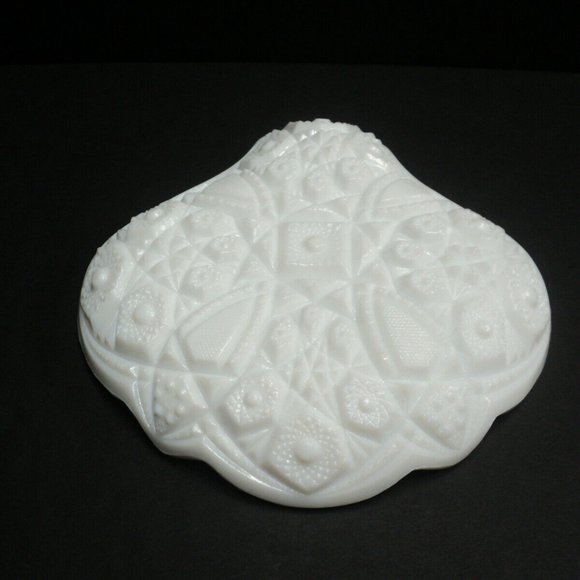Vintage Thatcher Early American Prescut White Milk Glass Bon-Bon Dish Hobstar - Picture 2 of 6